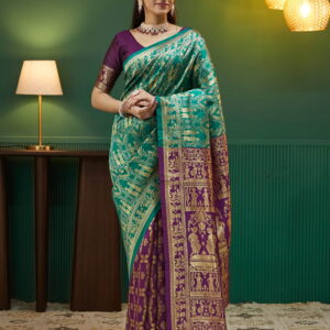 Wine Silk Woven Banarasi Saree