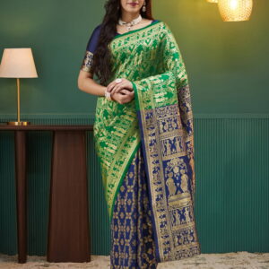 Navy Blue Silk Woven Banarasi Saree