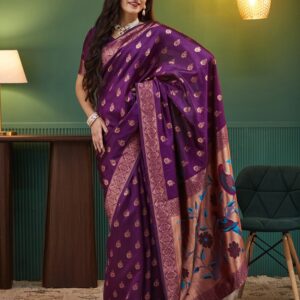 Dark Purple Silk Woven Paithani Saree