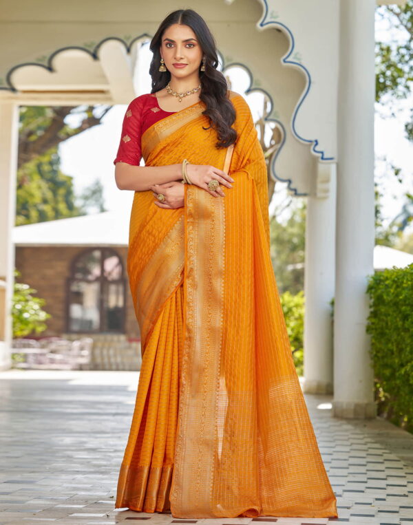 Turmeric Yellow Silk Woven Saree