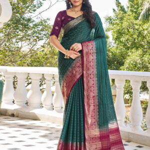 Dark Rama Green Silk Woven Saree