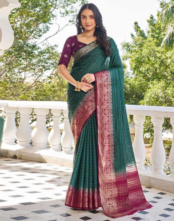 Dark Rama Green Silk Woven Saree