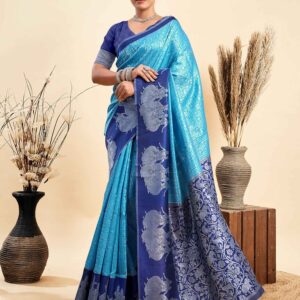 Blue Silk Woven Kanjivaram Saree