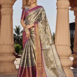 Dark Mustard Yellow Silk Woven Kanjivaram Saree