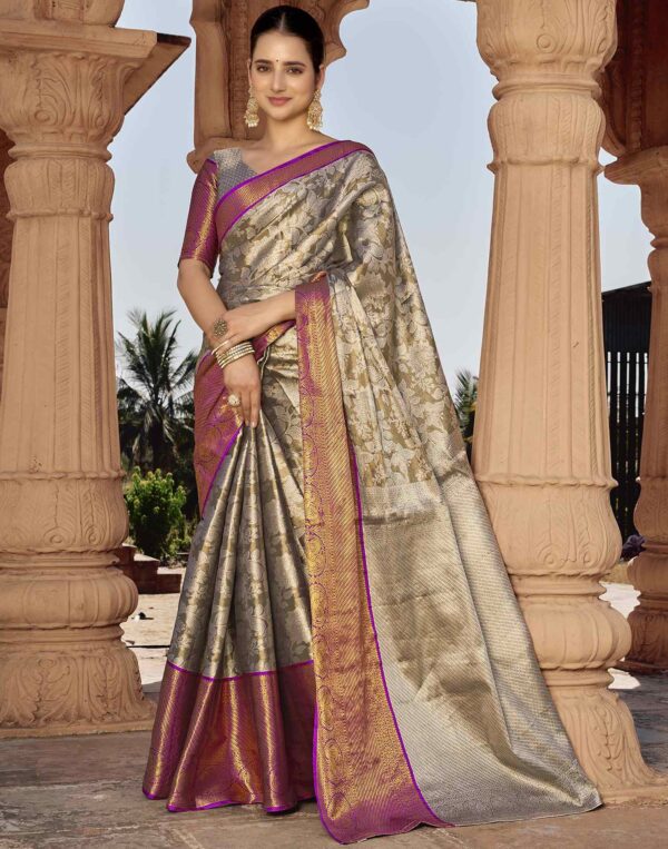 Dark Mustard Yellow Silk Woven Kanjivaram Saree