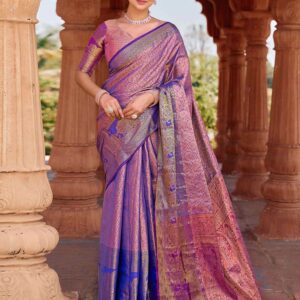 Dark Blue Silk Woven Kanjivaram Saree