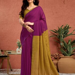 Mustard Yellow Linen Top Dyed Solid Saree