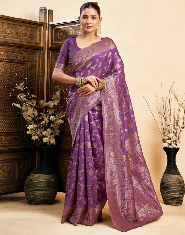 Purple Silk Woven Banarasi Saree