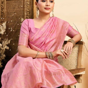 Light Pink Silk Woven Banarasi Saree