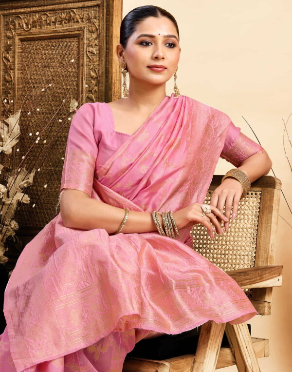 Light Pink Silk Woven Banarasi Saree