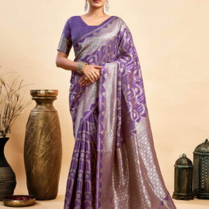 Purple Silk Woven Saree