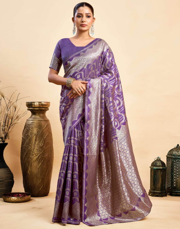 Purple Silk Woven Saree