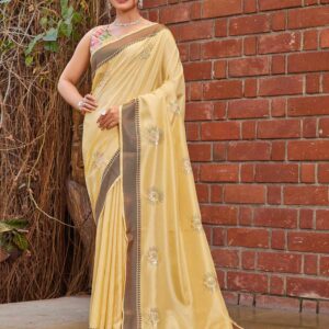 Yellow Silk Embroidery Saree