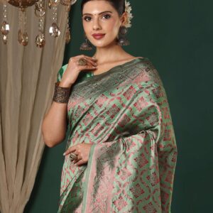 Dusty Green Silk Woven Saree