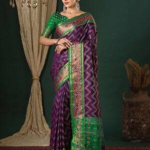 Dark Purple Silk Patola Woven Saree