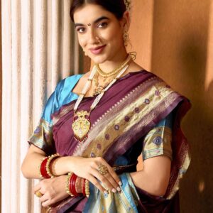 Maroon Silk Woven Paithani Saree