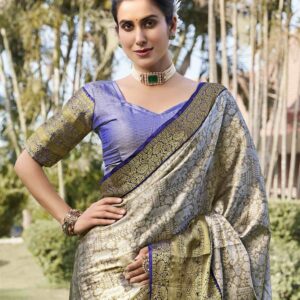 Sage Green Silk Woven Kanjivaram Saree