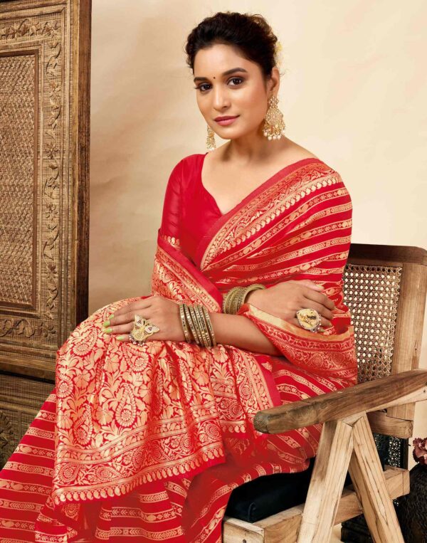 Red Silk Woven Banarasi Saree
