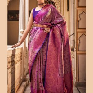 Purple Silk Woven Kanjivaram Saree