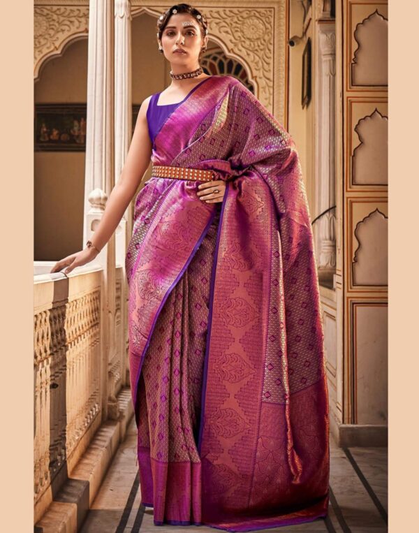 Purple Silk Woven Kanjivaram Saree