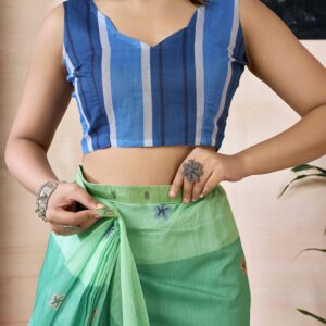 Ready to Wear Light Green Chanderi Printed Saree