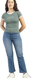 Women's High Rise Ribcage Slim Straight Fit Light Blue Jeans
