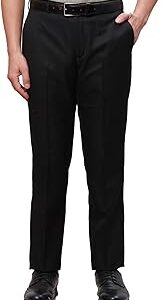 Men Mid Rise Smart Fit Solid Pattern Poly Viscose Blend Pleatless Formal Trouser