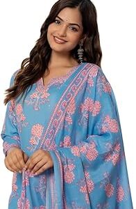 Women's Floral Straight Printed Kurta Pant With Dupatta Set | kurta sets for woman