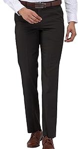 Regular Fit Polyester Blend Twill Pattern Flat Front Formal Trouser