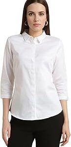Women's Regular Fit Solid 3/4 Sleeve 100% Cotton Shirt