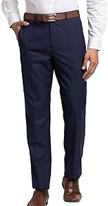 Men's Polyviscose Blend Checks Pattern Contemporary Fit Flat Front Formal Trouser