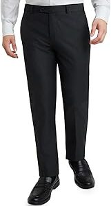 Men's Mid Rise Polyester Blend Solid Pattern Slim Fit Flat Front Formal Trouser