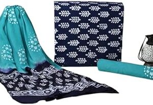 Hand Batik Wax Printed Unstitched Salwar Suit Dress Material with Cotton Dupatta