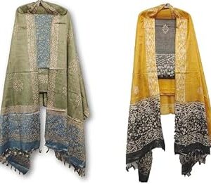 Women's Cotton Silk Batik Print Unstitched Salwar Suit Dress Material with Duputta |(pack of 2)