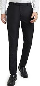 Slim Fit Poly Viscose Blend Stripe Pattern Flat Front Formal Trouser