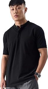 Men Burgundy Solid Mandarin Polos