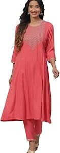 Women Fuchsia LIVA A Line Kurta Set
