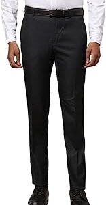 Men's Polyester Blend Solid Pattern Slim Fit Flat Front Formal Trouser