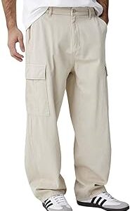 Men's Solid Mid Rise Straight Fit Stylish Looking Cargo Jeans