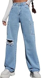 High-Waist Ribbed Jeans for Women |Korean Style Straight Cargo|Bell Bottom, Baggy Fits