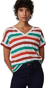 Women's Polyester Striped Regular Fit T-Shirt
