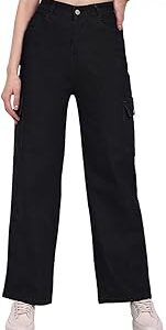 GET Crooks Black Wide Leg Jeans for Women