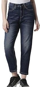 Solid Cotton Tapered Fit High Rise Women's Jeans