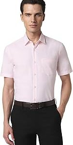 Men's Everday Regular Fit Half Sleeve Solid Shirt | Cotton Rich | 5-Pin Pocketing