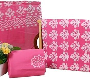 Hand Batik Wax Printed Unstitched Salwar Suit Dress Material with Cotton Dupatta