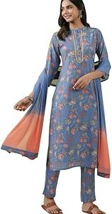 Women's Cotton Floral Print Straight Kurta Set