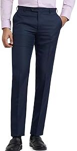 Men Slim Fit Structure Pattern Poly Viscose Blend Pleatless Formal Trouser