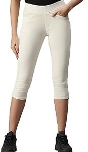 Womens Slim Fit Denim Lycra Stretchable Capri Mid Rise with Elasticated Waistband (Plus Size Also Available)