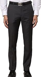 Men's Terry Rayon Blend Solid Pattern Super Slim Fit Flat Front Formal Trouser