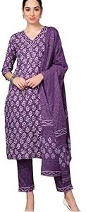 Women's Rayon Blend Ethnic Motifs Printed Straight Kurta Pant With Dupatta